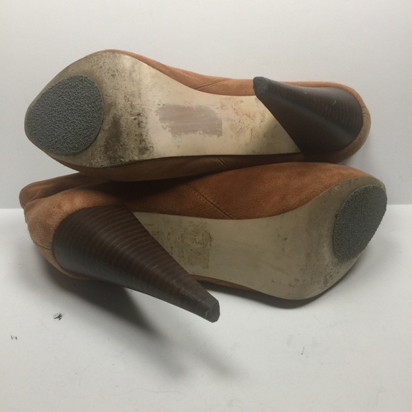 B BAKERS Cognac Suede Platform Pull-On Booties 8B - Picture 5 of 6